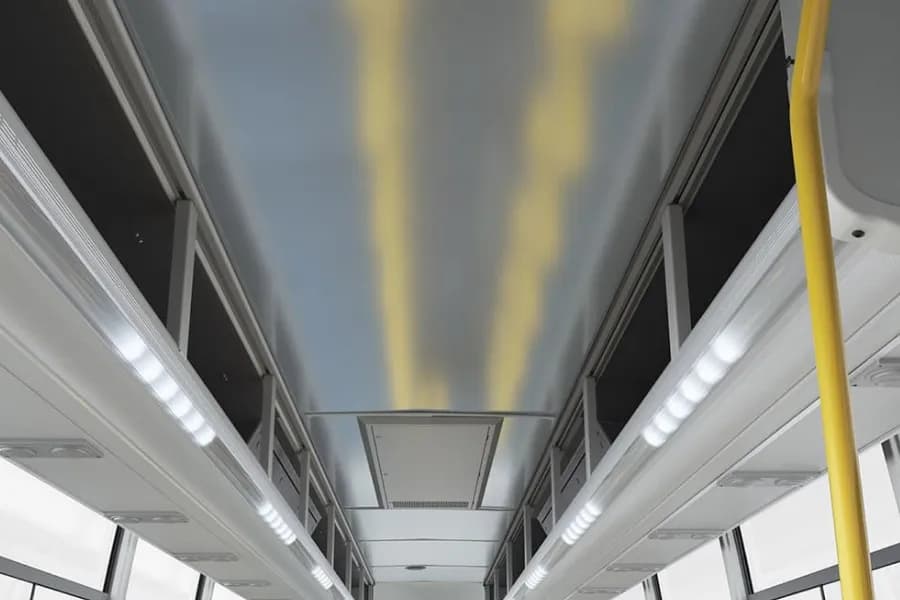 Eicher Skyline Next 2090K School Bus Interior Roof With Overhead LED Lighting View