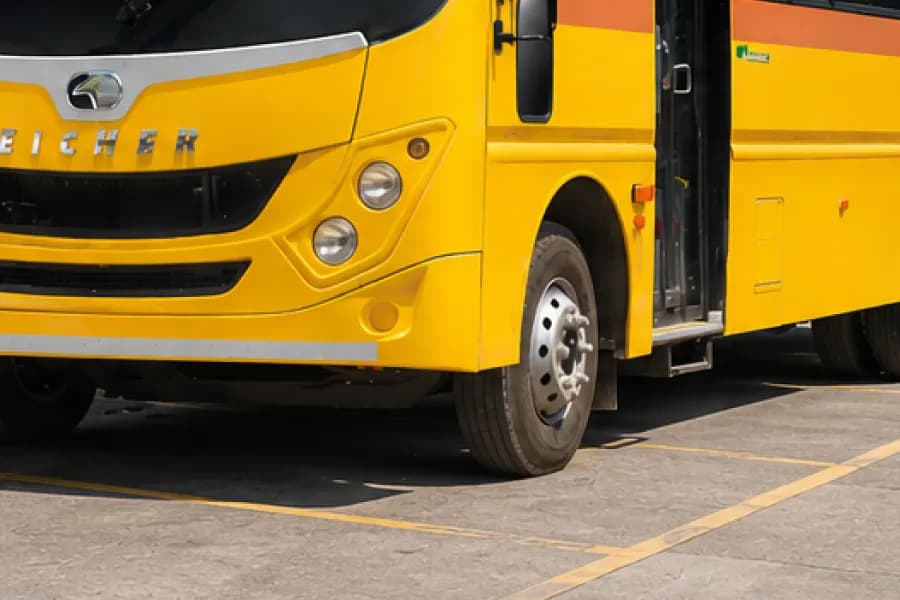 Eicher Starline Next 2070E CNG School Bus Front Wheel View
