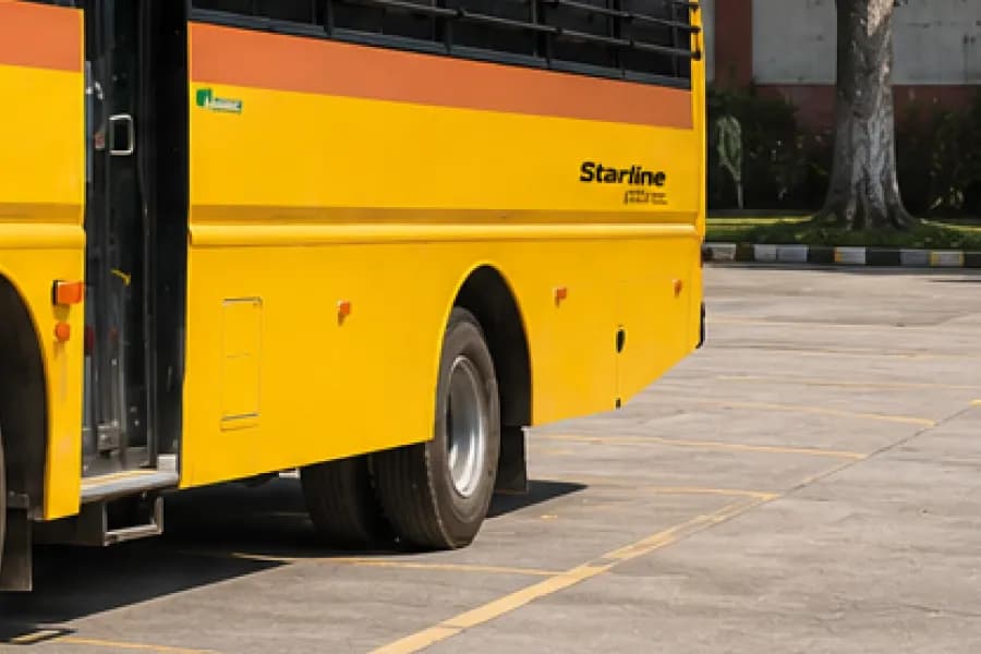 Eicher Starline Next 2070E CNG School Bus Rear Wheel View