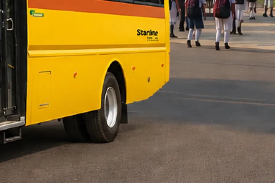 Eicher Starline Next 2075H CNG School Bus Rear Wheel View