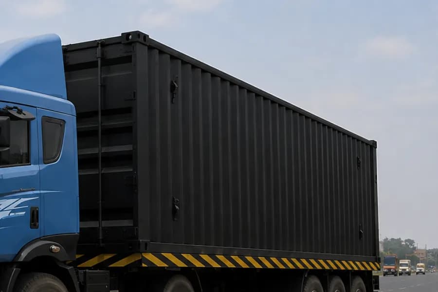 Mahindra Blazo i TRK 46 4X2 Container Body Side Angle View