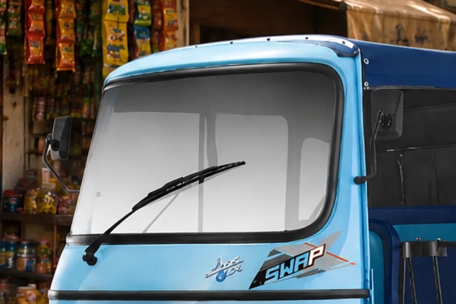 Piaggio Ape E City Swap Windshield View