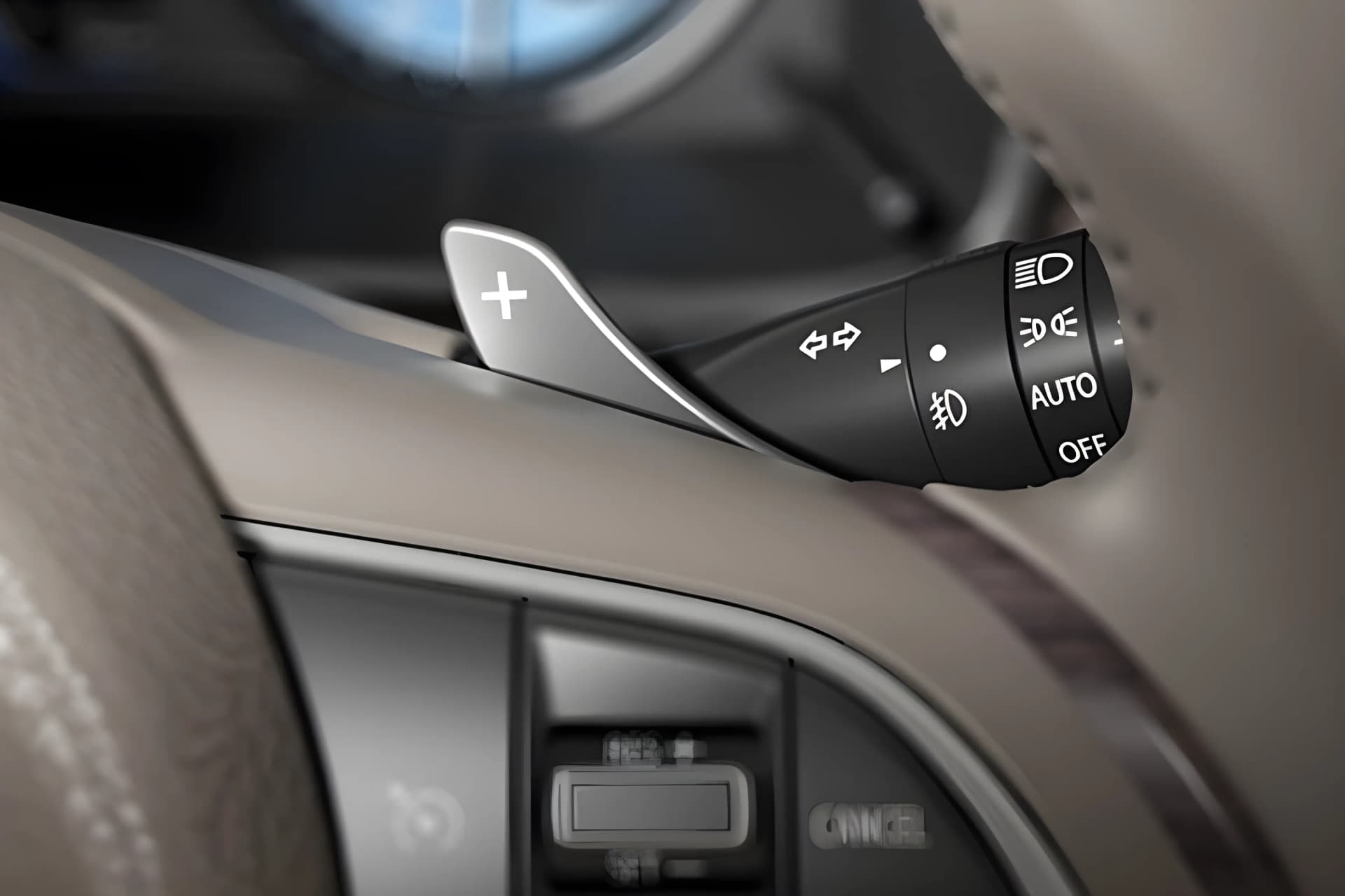 Maruti Suzuki Ertiga Paddle Shifter and Headlight Lever View