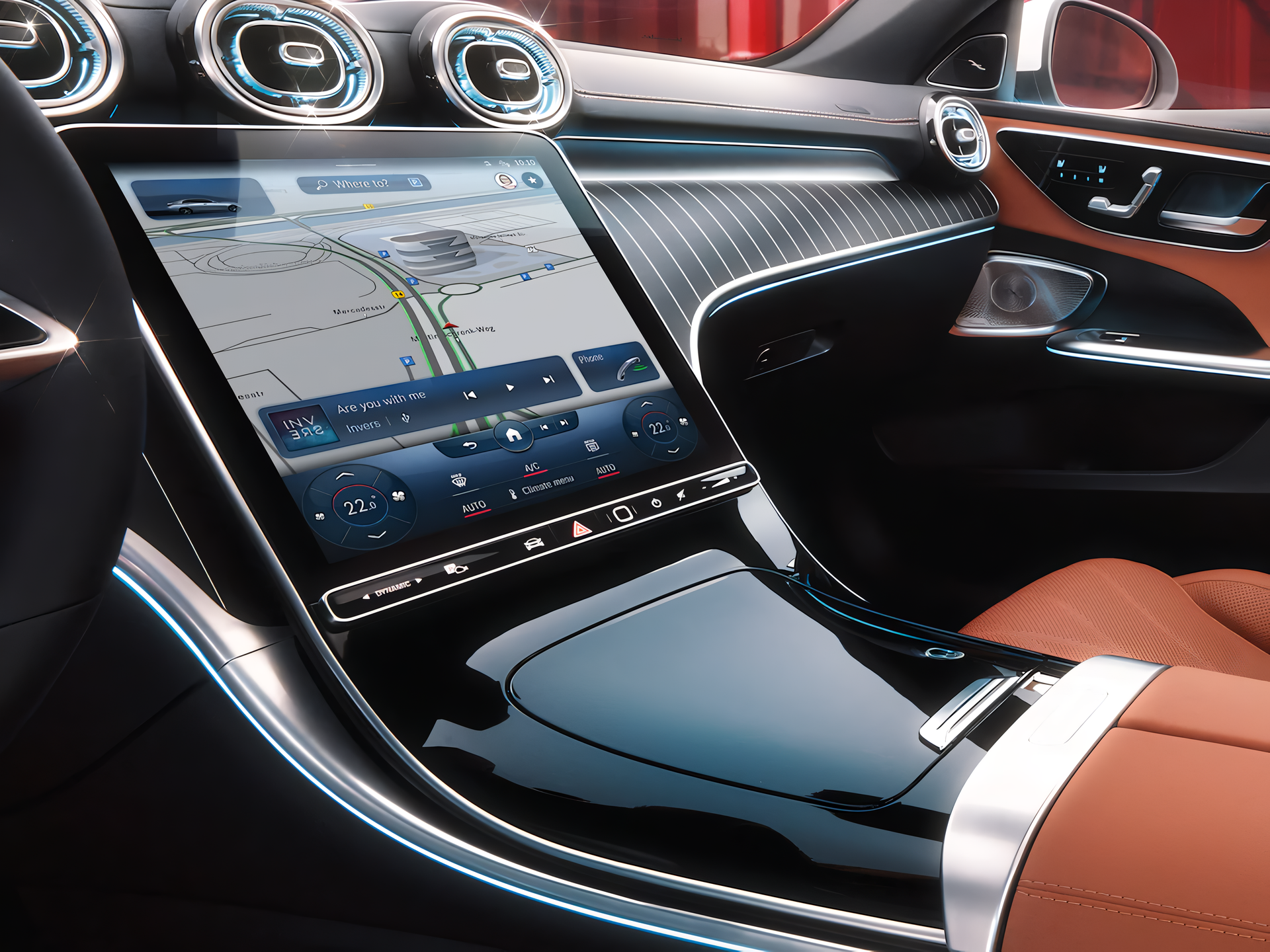 Mercedes Benz AMG S Class Hybrid Infotainment System View