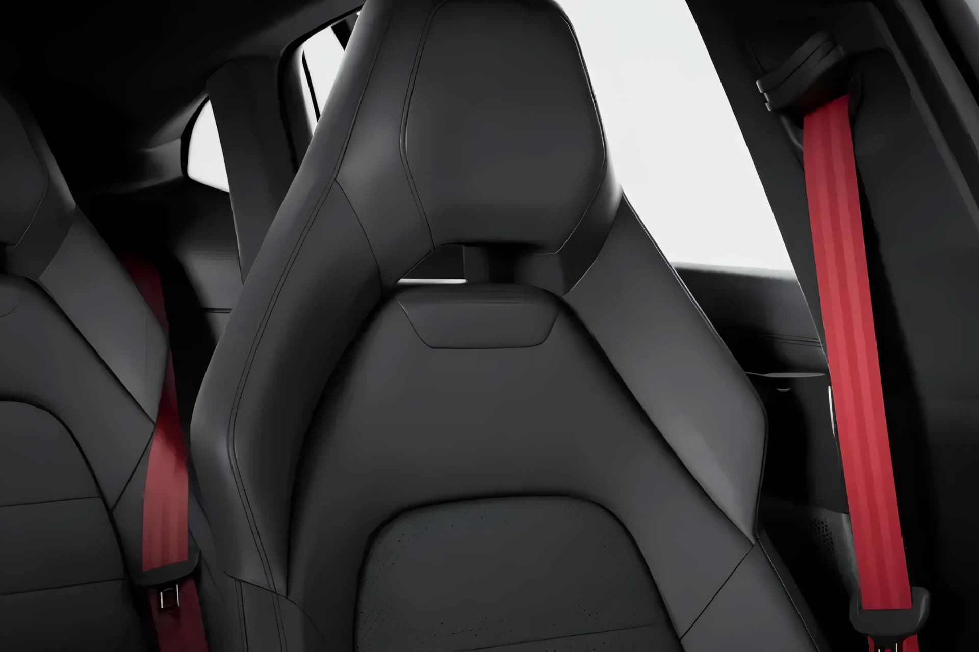 Porsche Panamera Front Seat Headrest & Seat Belt View