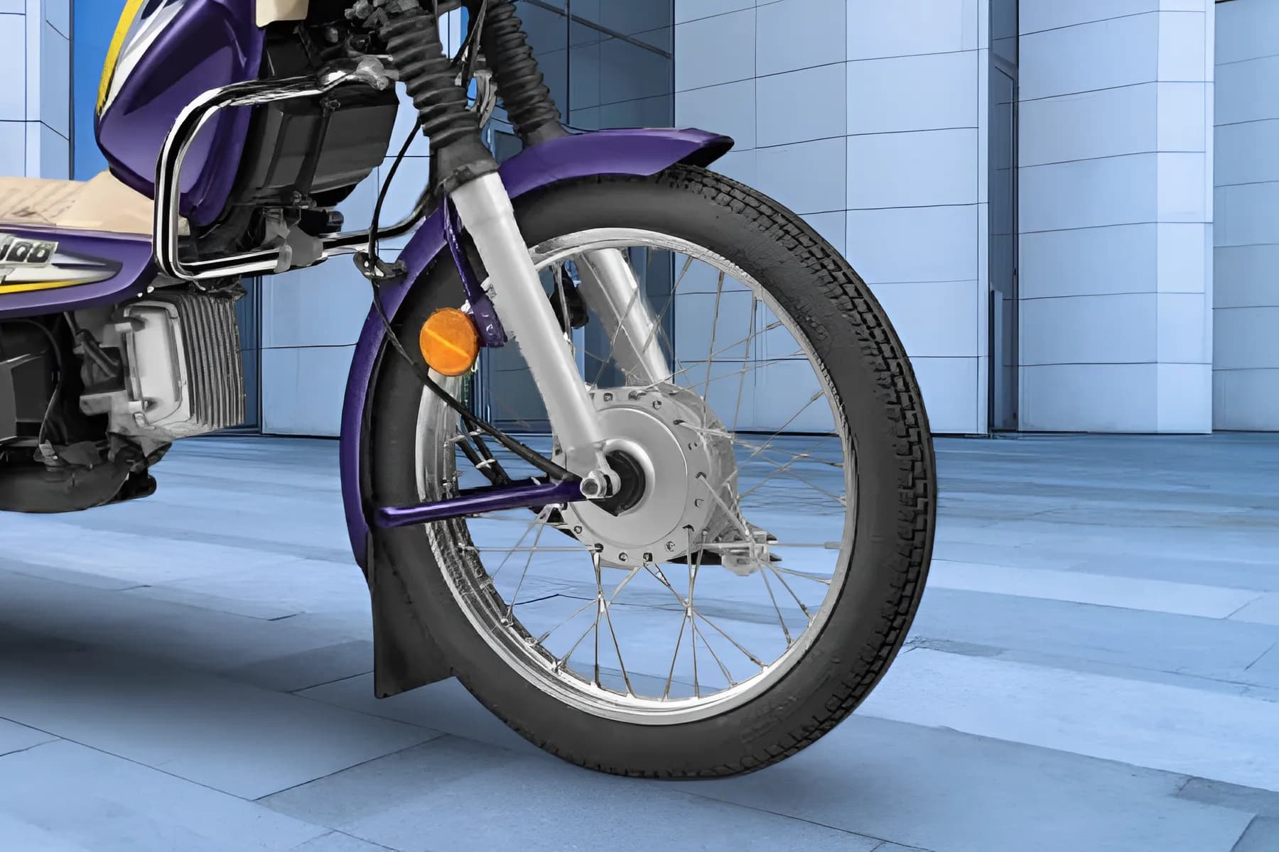 TVS XL 100 Win Edition Front Wheel View