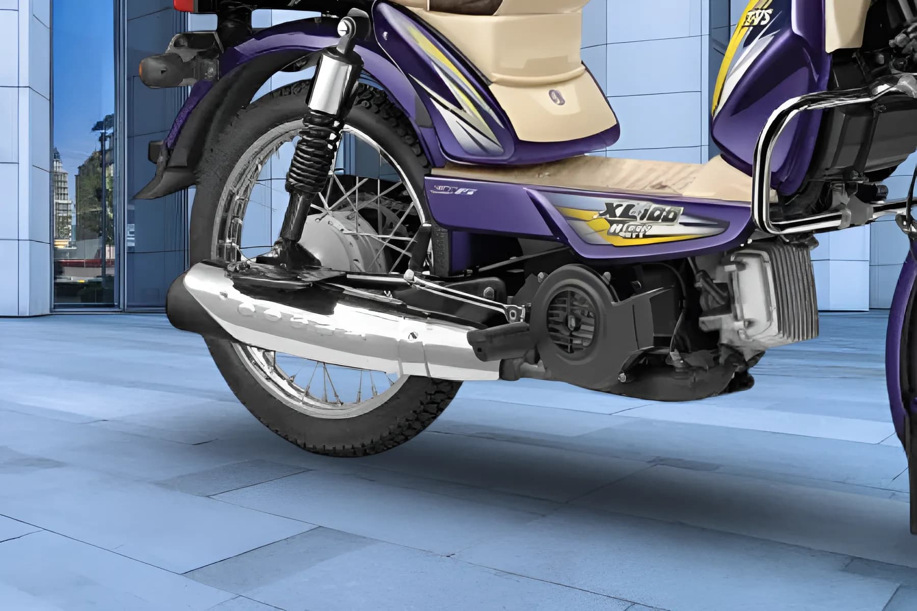 TVS XL 100 Win Edition Exhaust Pipe View