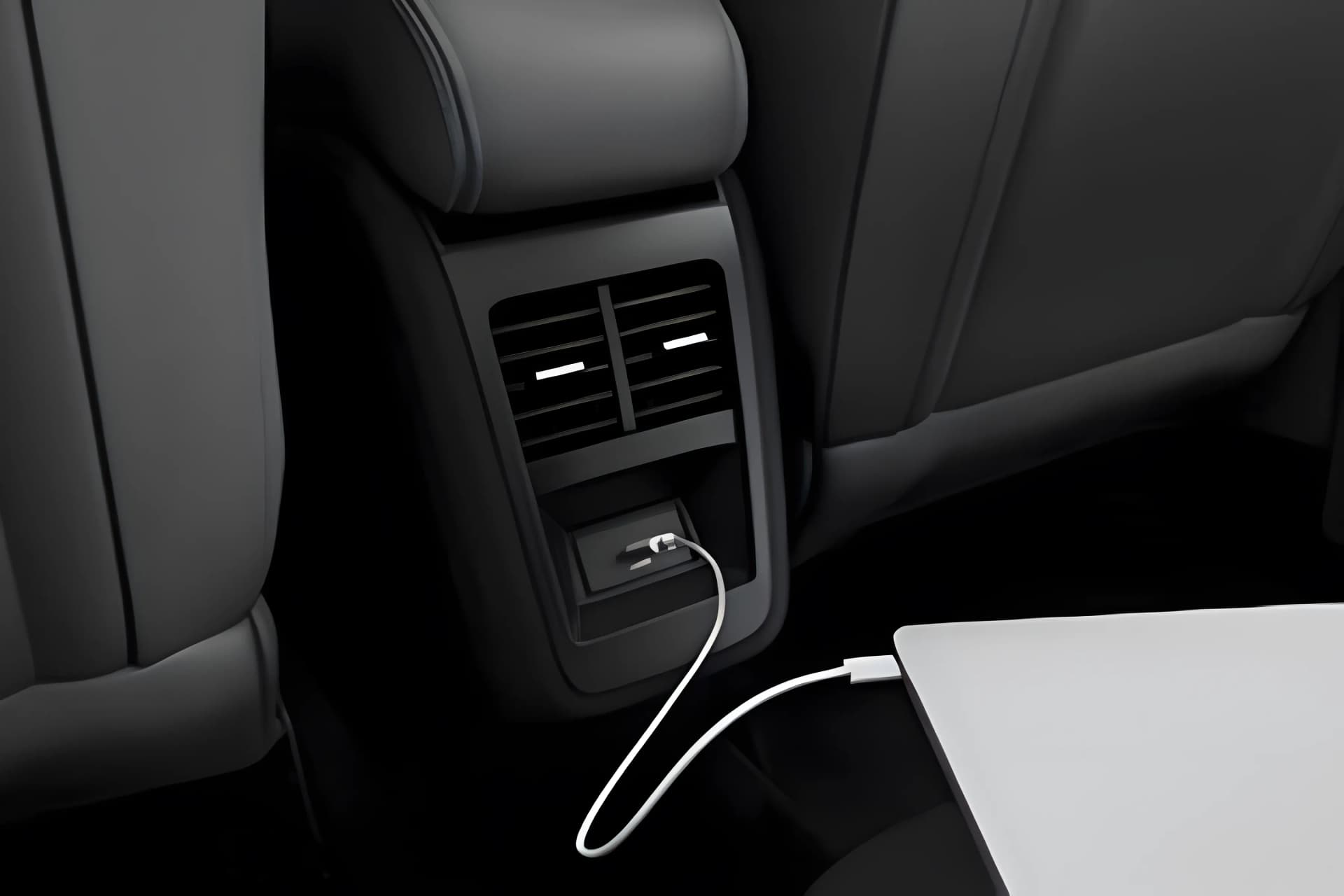 Tata Nexon EV Rear AC Vent And Mobile Charger View